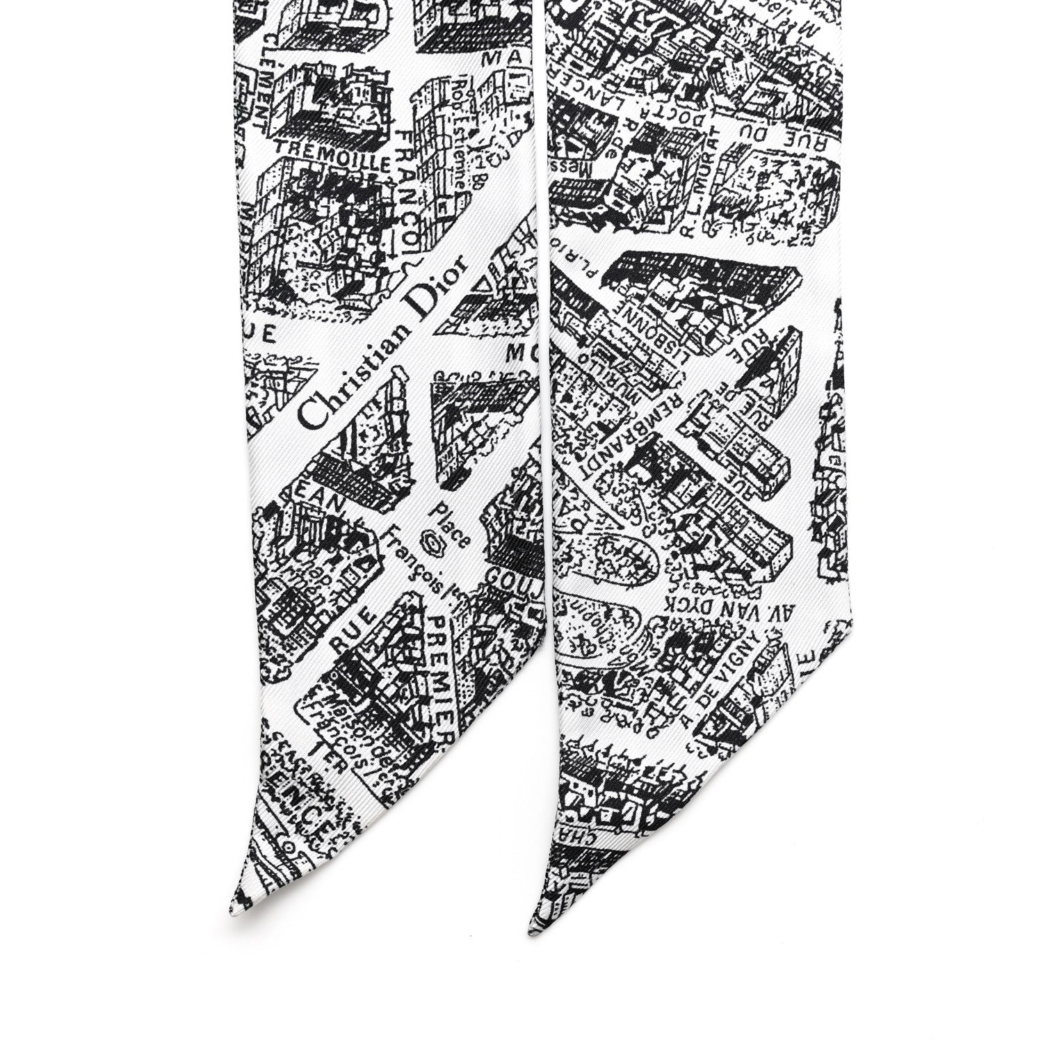 Christian Dior Silk Plan De Paris Mitzah Scarf White Black 1688798