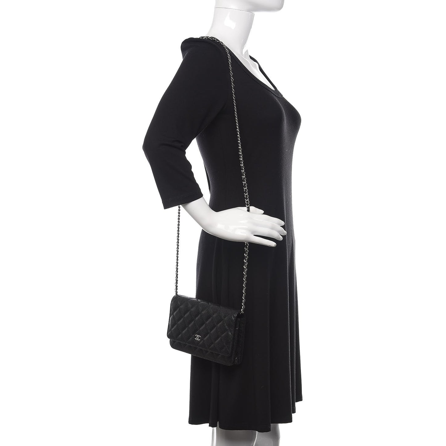 Caviar Quilted Wallet On Chain WOC Black