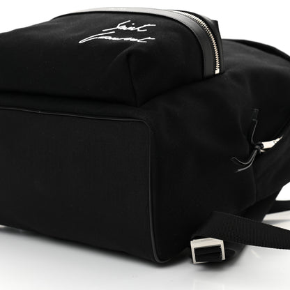Saint Laurent Canvas Signature Embroidered City Backpack Black 9 of 10