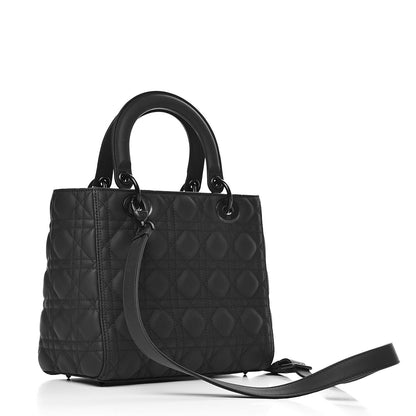 Christian Dior Ultra Matte Calfskin Cannage Medium Lady Dior Black 3 of 9