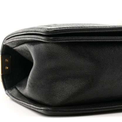 Chanel Iridescent Caviar Chevron Quilted Medium Boy Flap Black 9 of 10