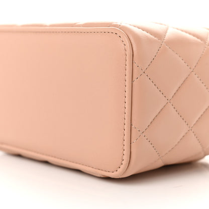 Chanel Lambskin Quilted Small Top Handle Vanity Case With Chain Beige 10 of 10
