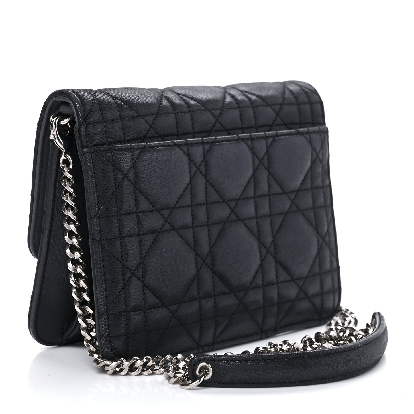Metallic Calfskin Cannage Miss Dior Promenade Pouch Black