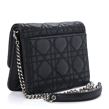 Christian Dior Metallic Calfskin Cannage Miss Dior Promenade Pouch Black 2 of 8