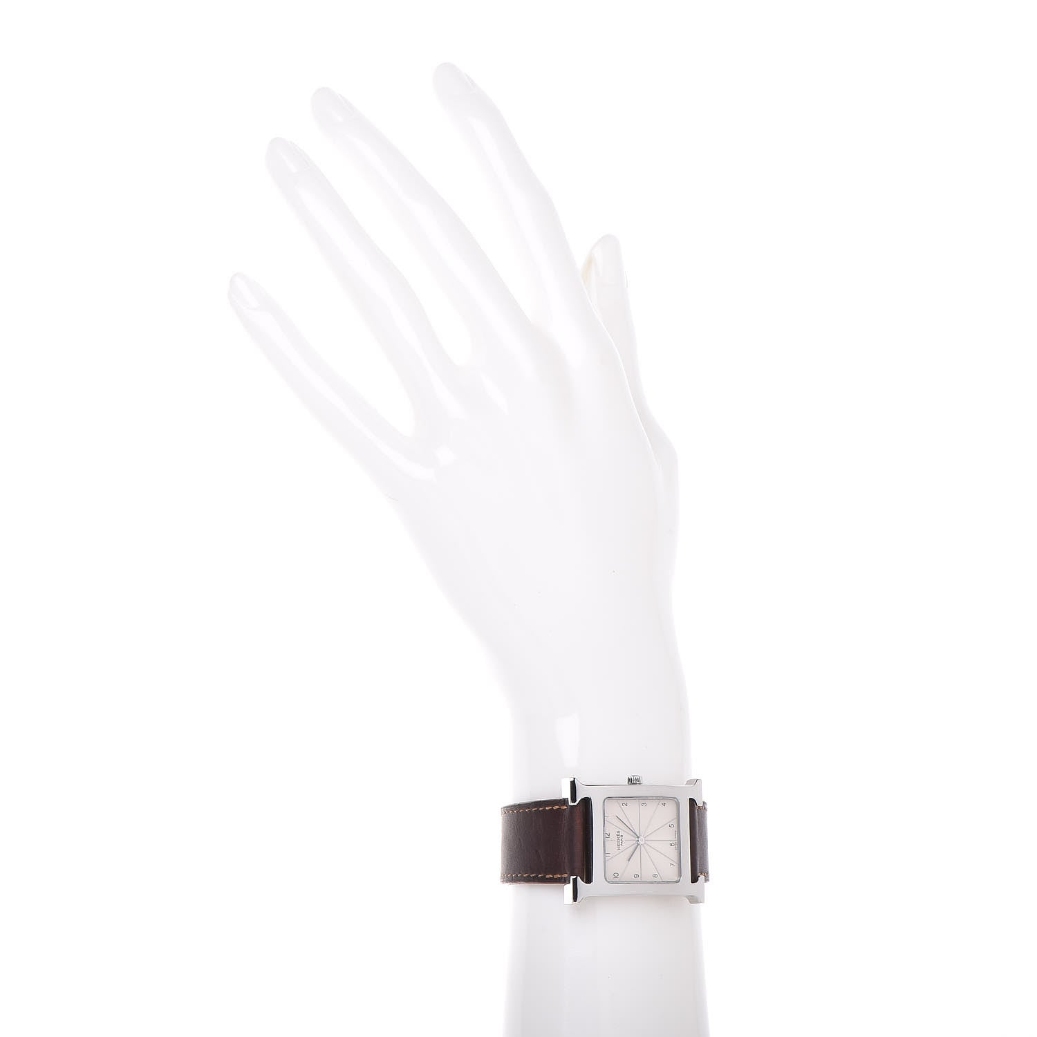 Hermes Stainless Steel Barenia 26mm Heure H Hour Quartz Watch Fauve 2 of 8