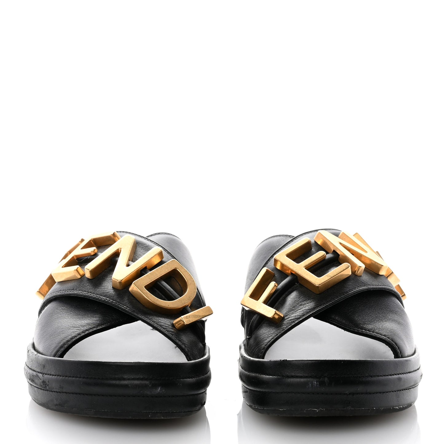 Vitello Womens Fendigraphy Slide Sandals 37 Black