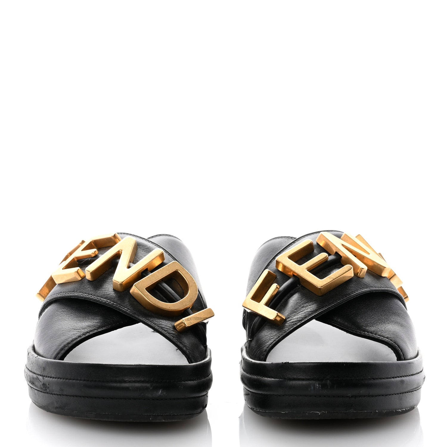 Fendi Vitello Womens Fendigraphy Slide Sandals 37 Black 2 of 12