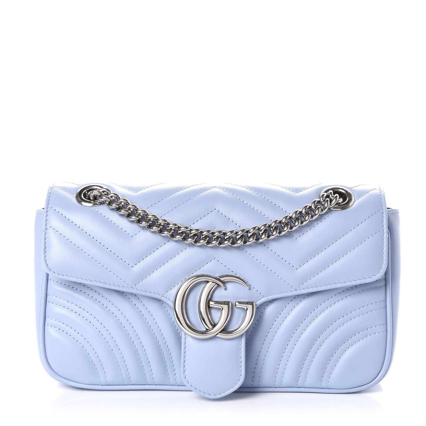 Calfskin Matelasse Small GG Marmont Shoulder Bag Porcelain Light Blue