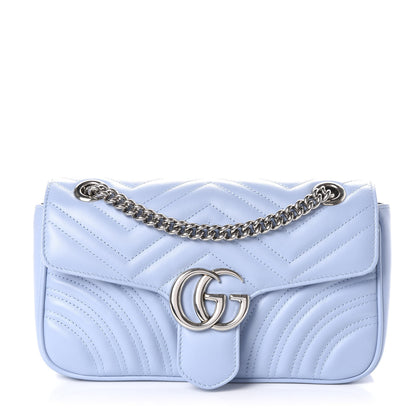 Gucci Calfskin Matelasse Small GG Marmont Shoulder Bag Porcelain Light Blue 1 of 9