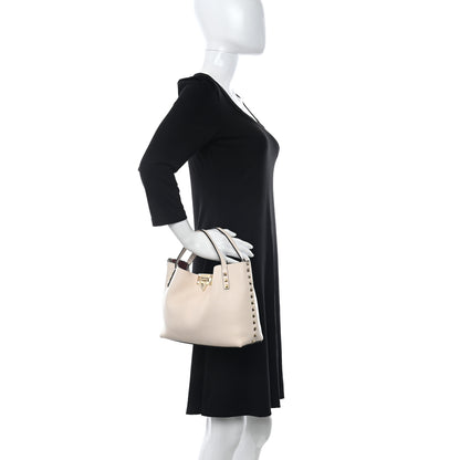 Valentino Garavani Grained Calfskin Small Rockstud Flip Lock Tote Light Ivory Rubino 2 of 11