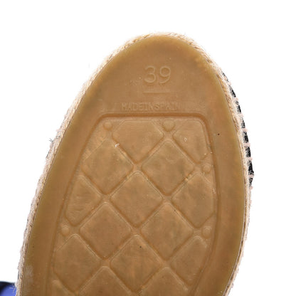 Chanel Mesh Lambskin Check Print CC Espadrilles 39 Blue Black White 8 of 8