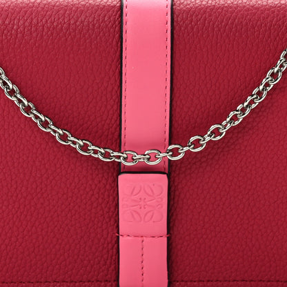 Loewe Grained Calfskin Anagram Wallet on Chain Raspberry Wild Rose 7 of 12