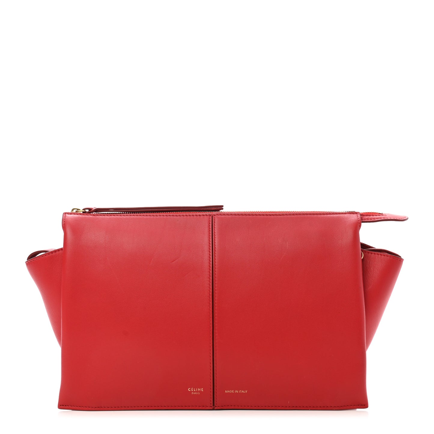 Supple Natural Calfskin Tri-Fold Clutch Coquelicot