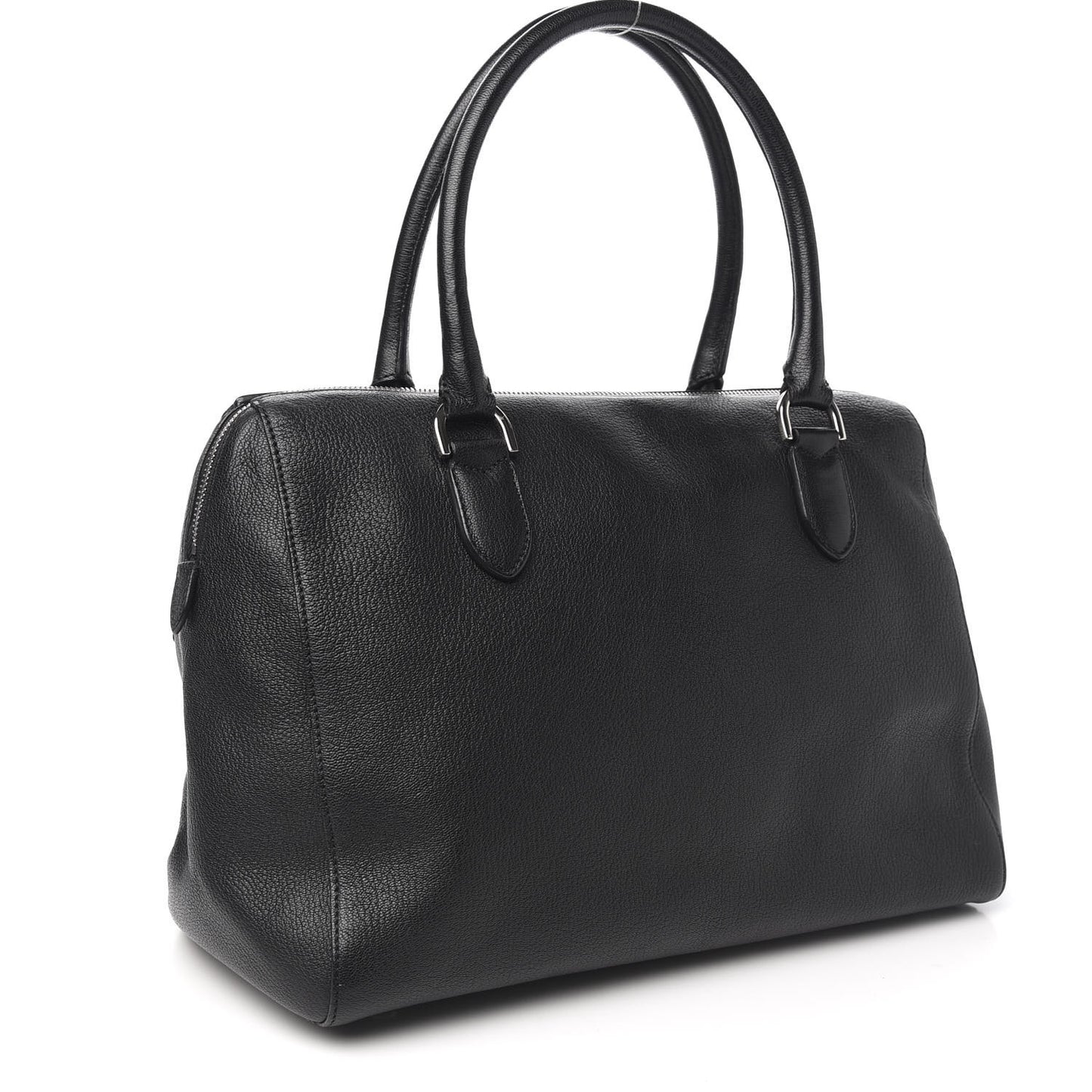 Glossy Goatskin Medium Del Rey Satchel Black