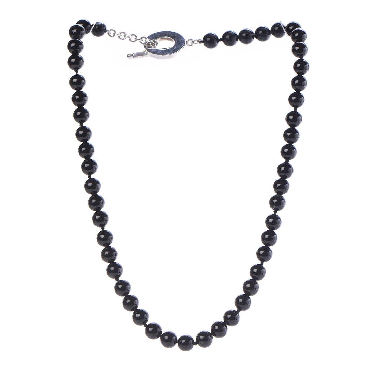 Sterling Silver Black Onyx Bead Toggle Necklace