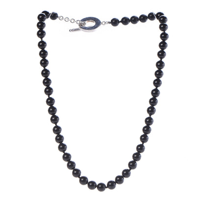 Tiffany Sterling Silver Black Onyx Bead Toggle Necklace 3 of 5