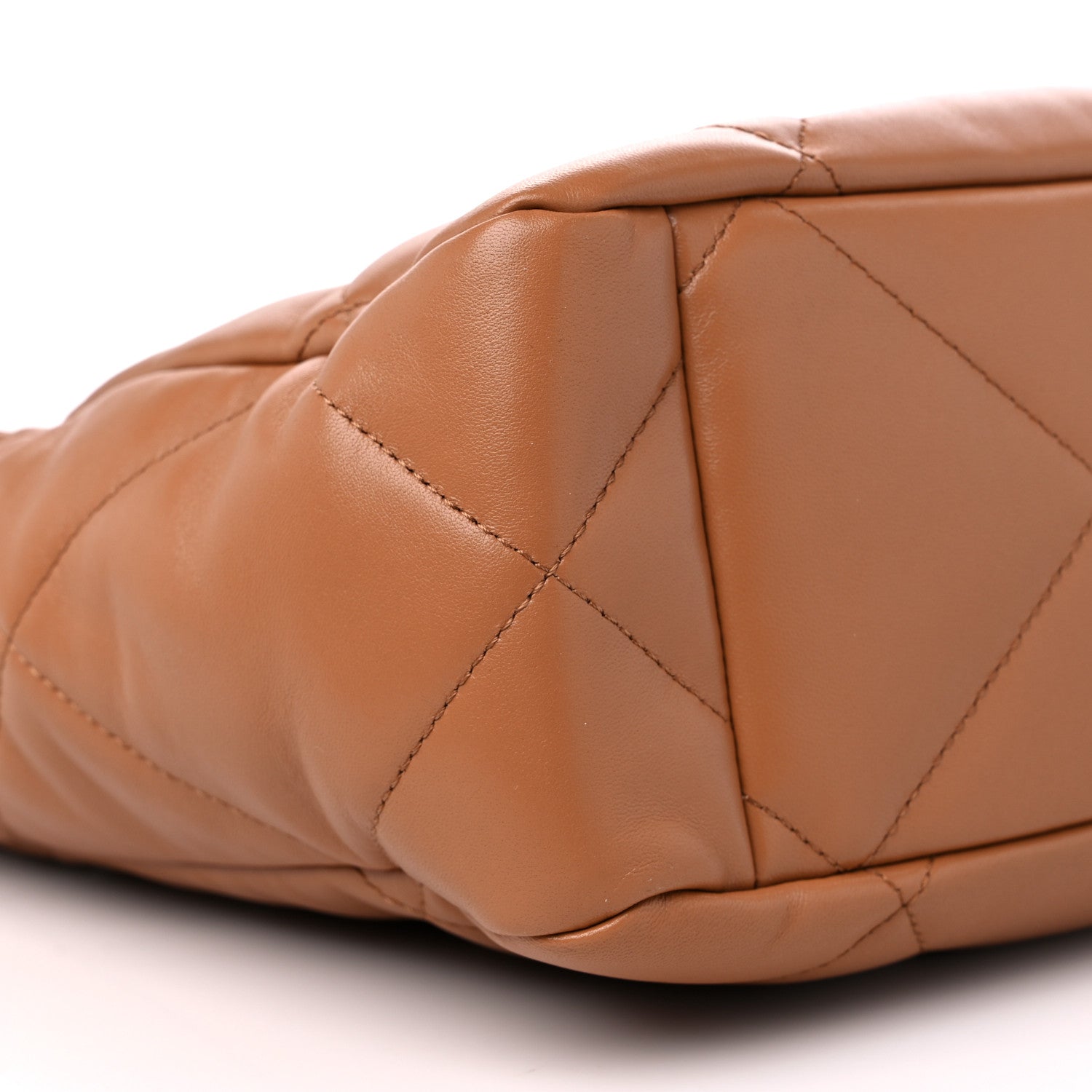 Chanel Lambskin Quilted Chanel 19 East West Shopping Bag Brown 8 of 12