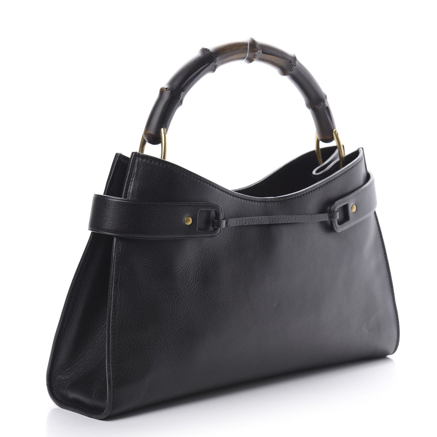 Calfskin Bamboo Handle Tote Black