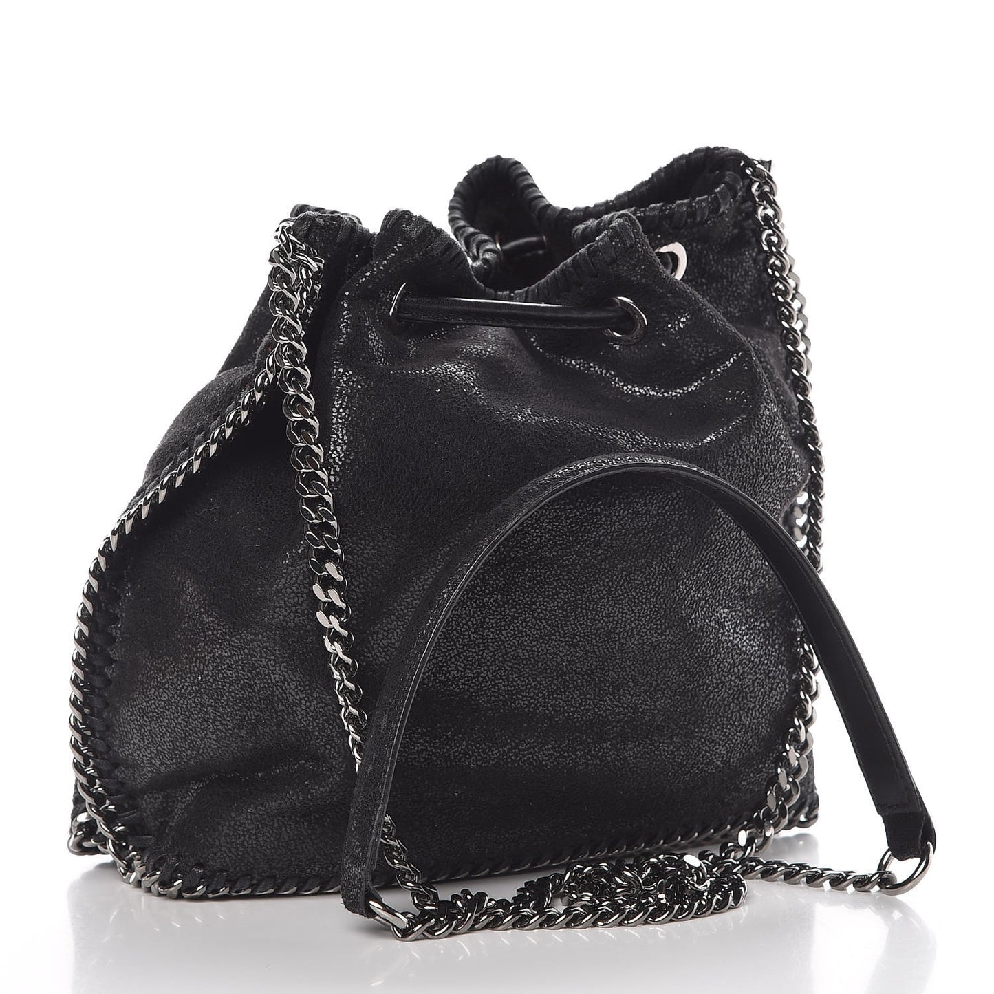 Shaggy Deer Small Falabella Bucket Bag Black