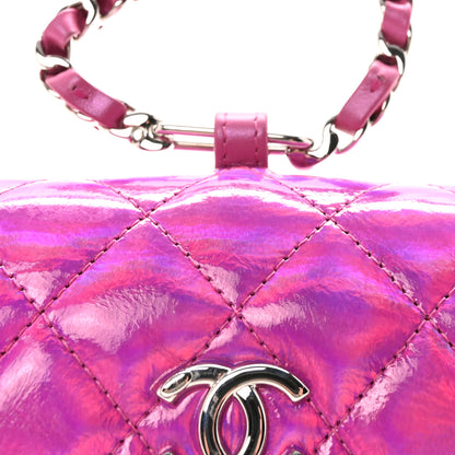 Chanel Patent Lambskin Quilted CC Hook Card Holder Pink 8 of 10