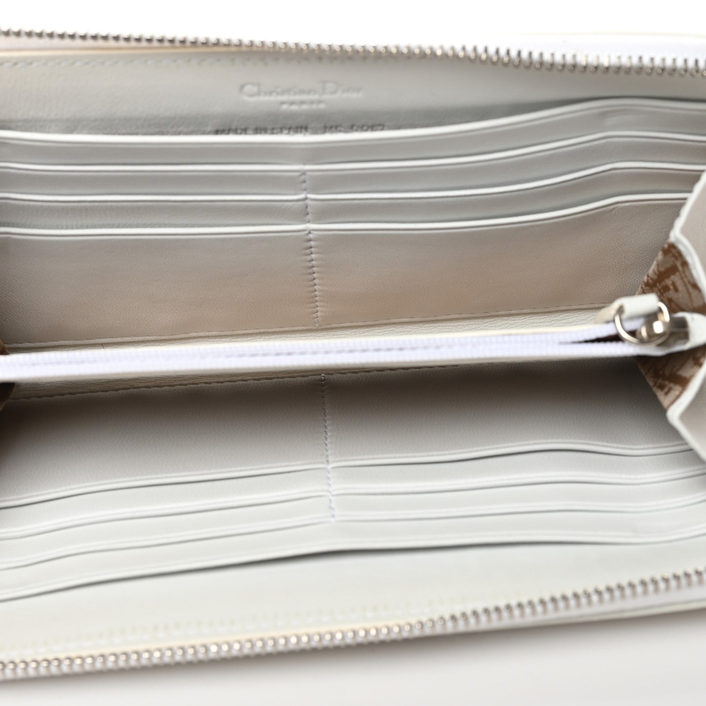 Lambskin Cannage Lady Dior Zip Wallet White
