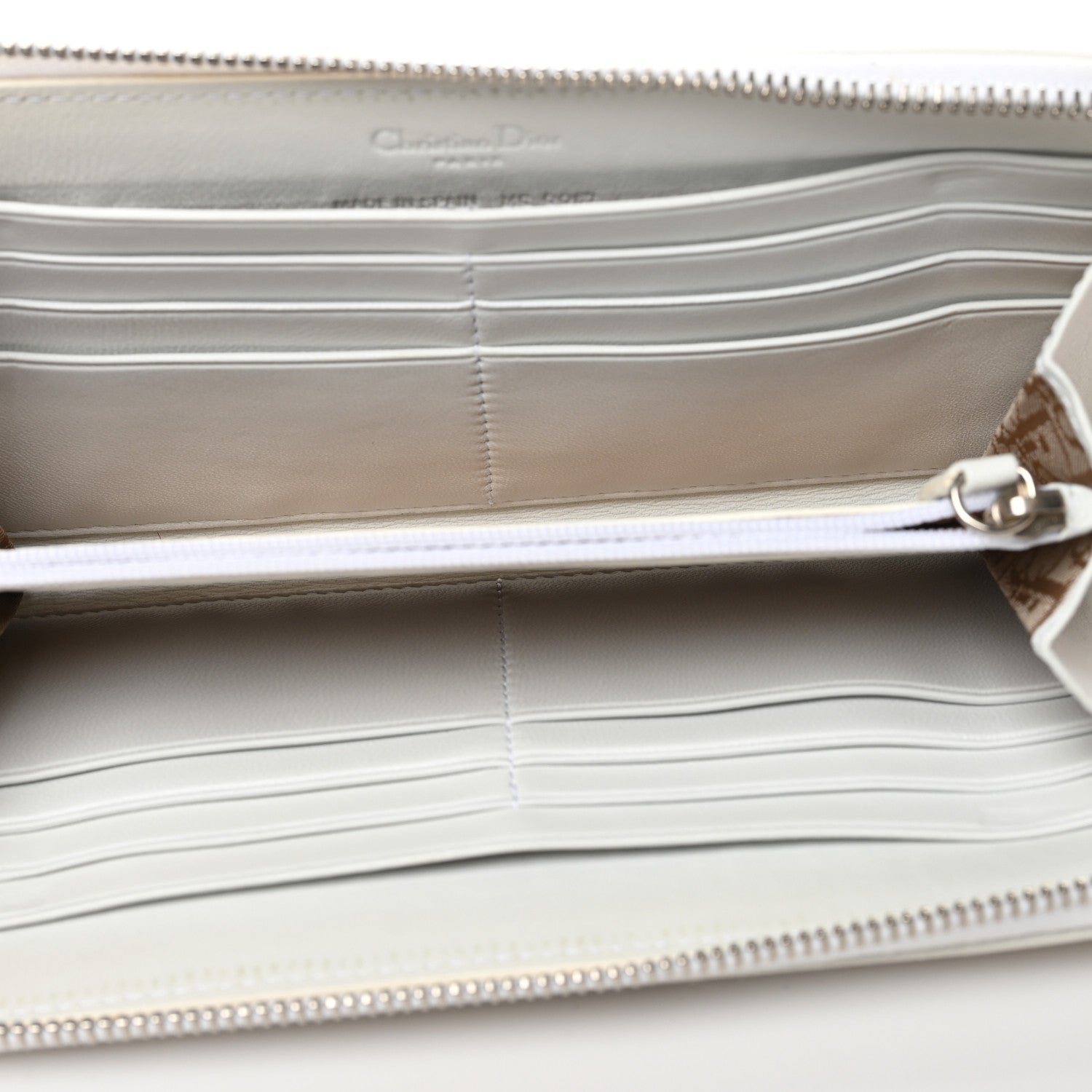 Christian Dior Lambskin Cannage Lady Dior Zip Wallet White 5 of 11