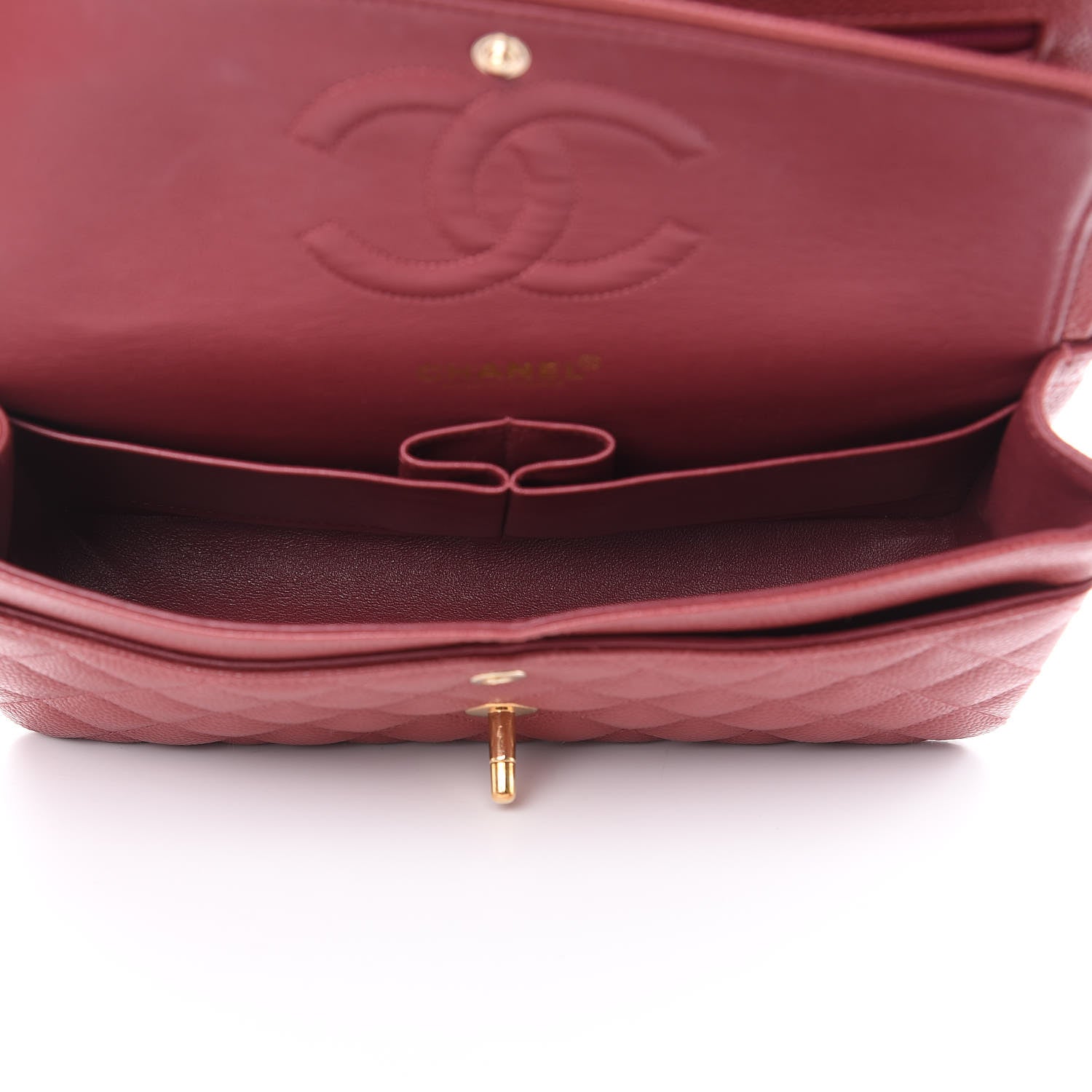 Chanel Caviar Quilted Medium Double Flap Dark Pink 5 of 12