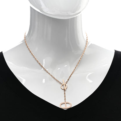 Hermes 18K Rose Gold Diamond GM Chaine D'Ancre Contour Pendant Necklace ST 2 of 4