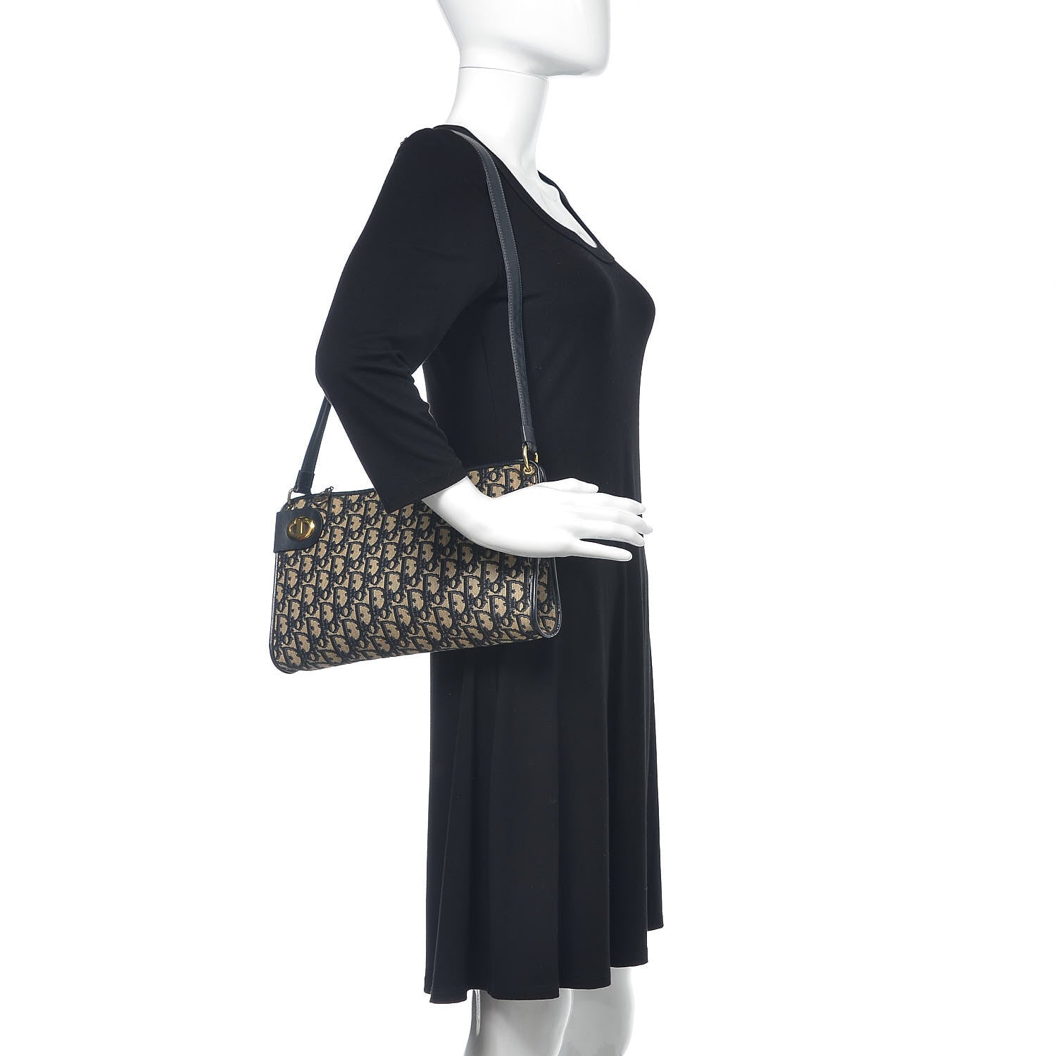 Christian Dior Monogram Shoulder Bag Navy Blue 2 of 9