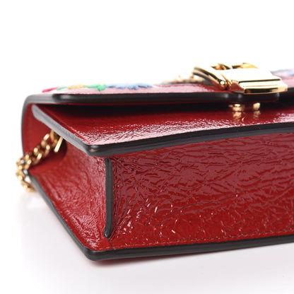 Gucci Patent Embroidered Super Mini Sylvie Chain Shoulder Bag Red 8 of 11