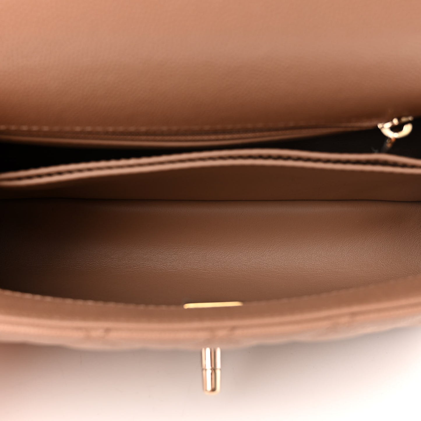 Caviar Quilted Mini Coco Handle Flap Beige