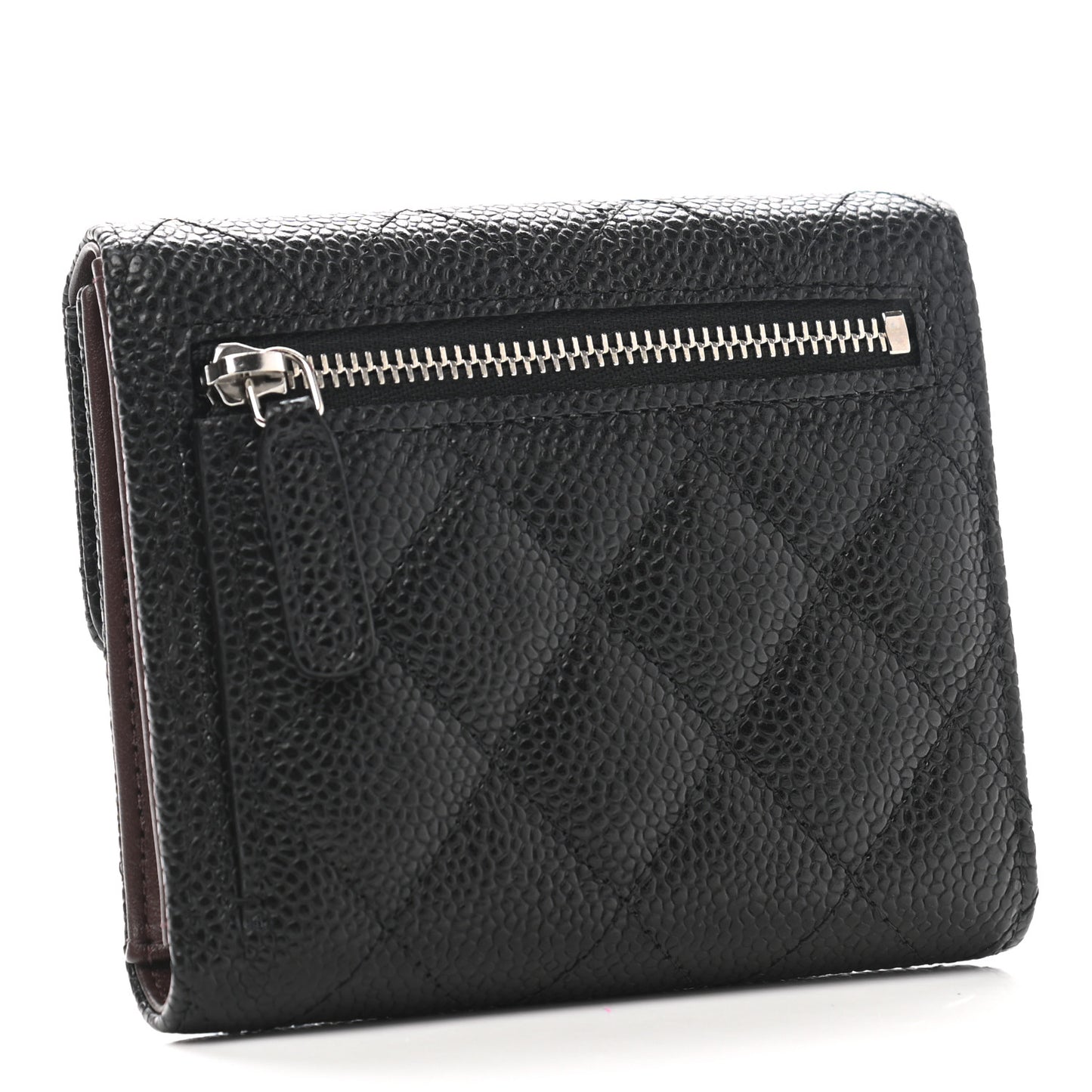 Caviar Quilted Small Flap Wallet Black