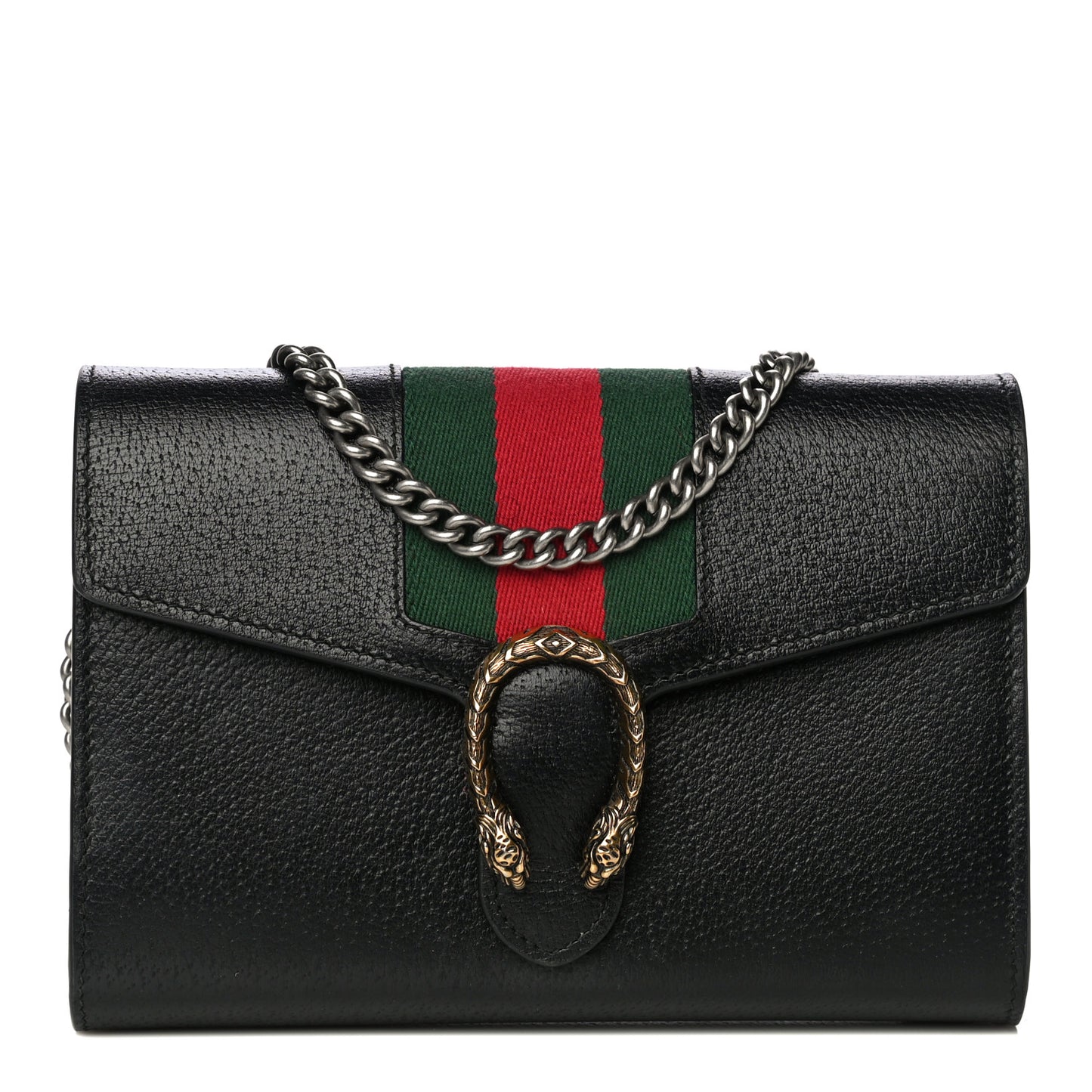 Calfskin Web Mini Dionysus Chain Wallet Black