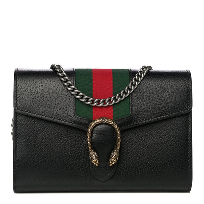 Gucci Calfskin Web Mini Dionysus Chain Wallet Black 1 of 14