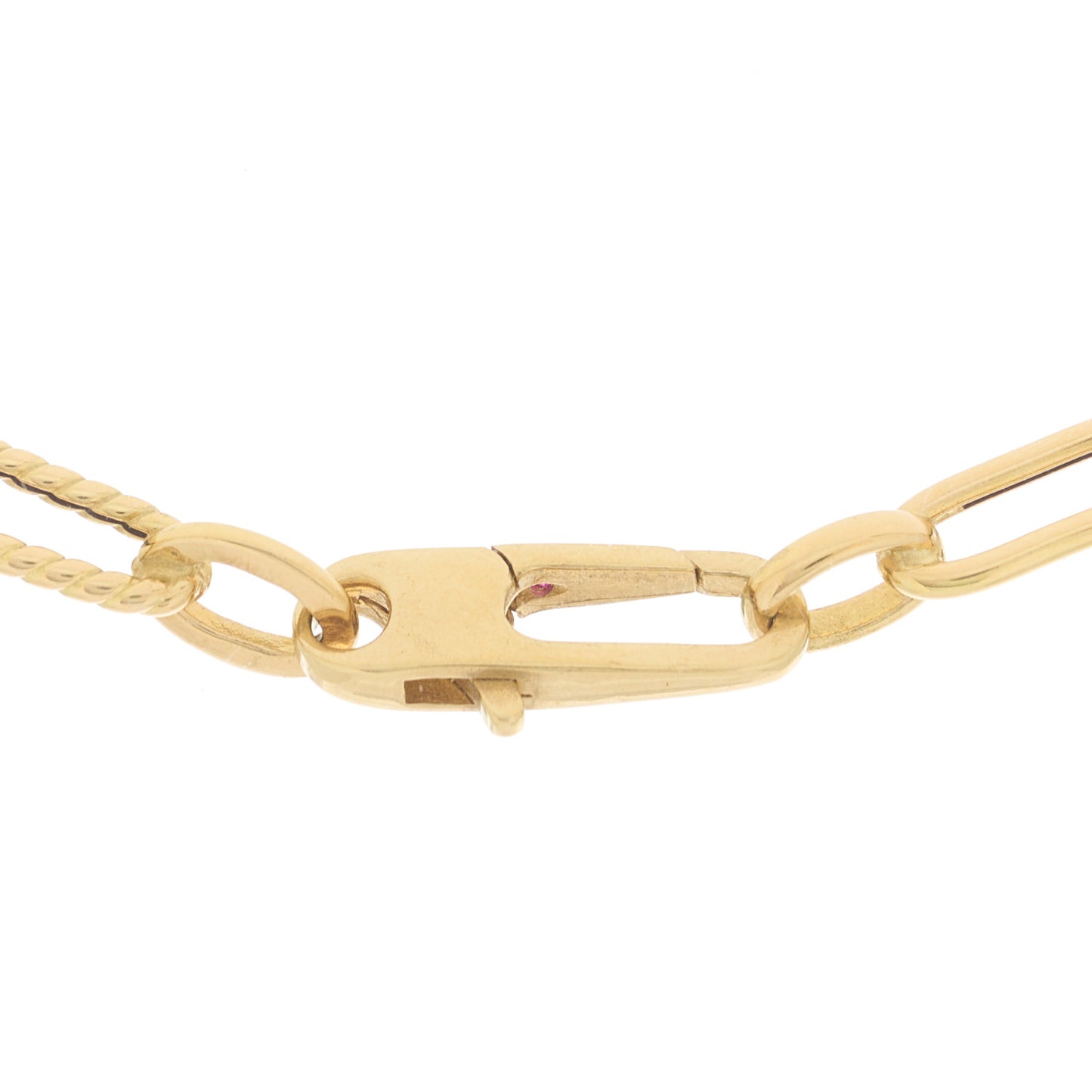 18K Yellow Polished and Fluted Paperclip Chain Necklace