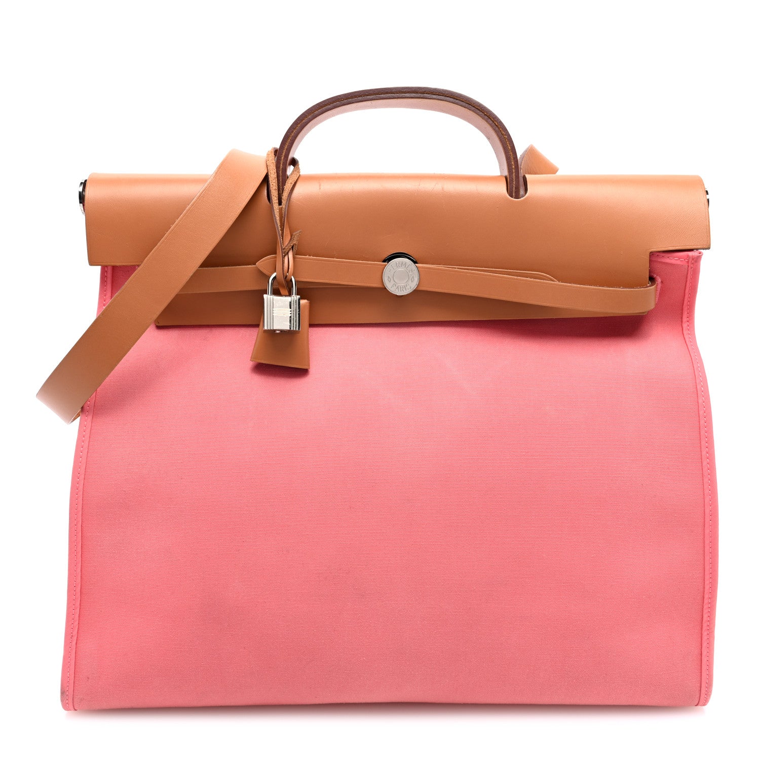 Hermes Toile Vache Hunter Herbag Zip 39 MM Rose Azalee 1 of 13