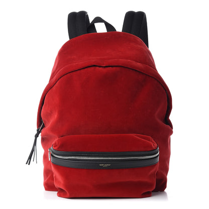 Saint Laurent Velvet City Backpack Red 1 of 14