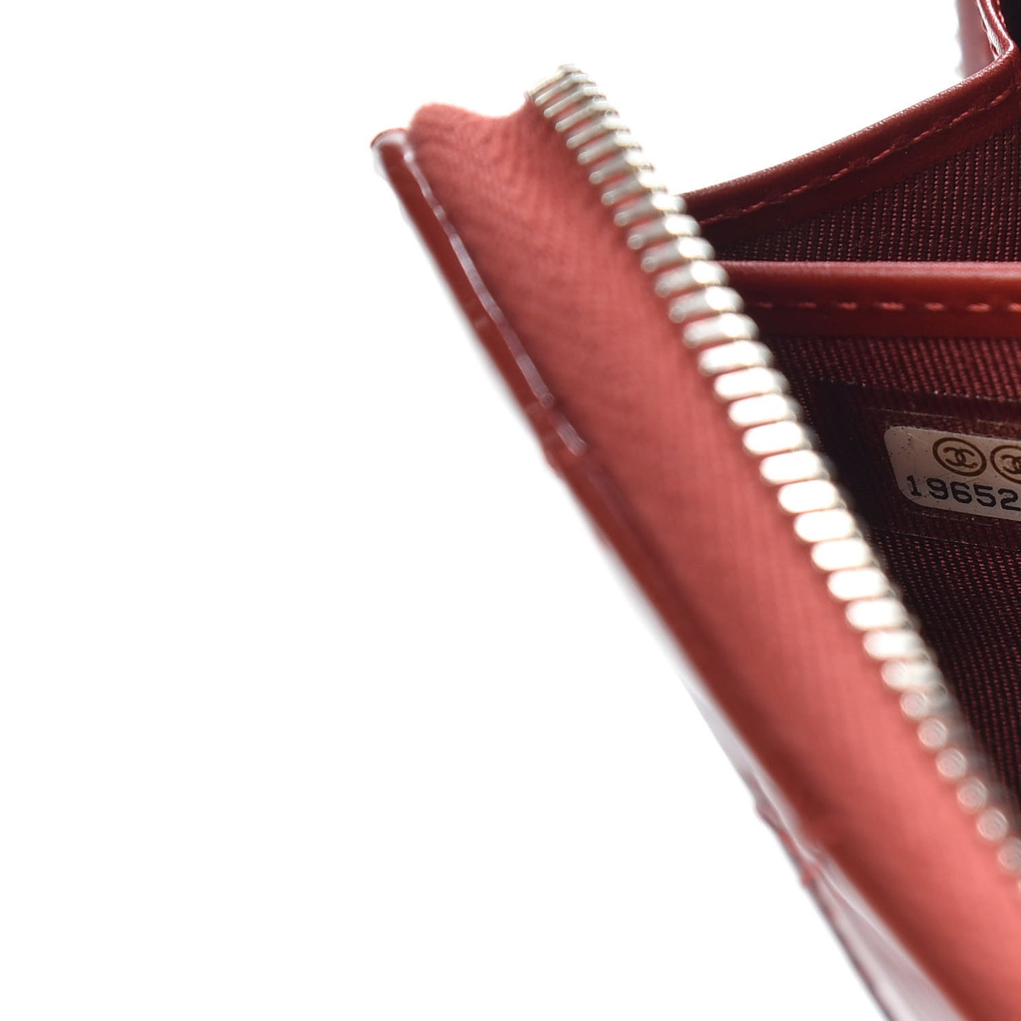 Patent Quilted Large Gusset Zip Around Wallet Dark Red
