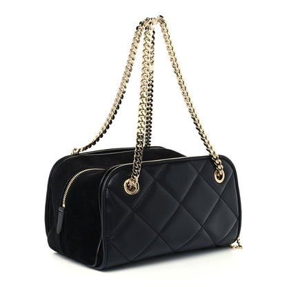 Burberry Lambskin Suede Quilted Small Double Cube Bag Black 4 of 12