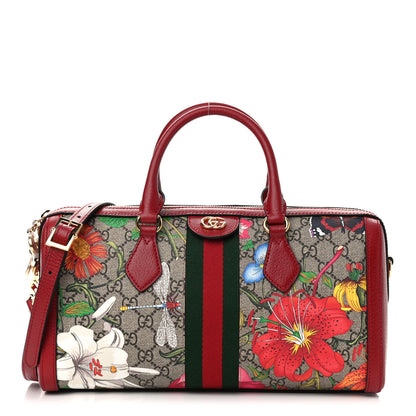 Gucci GG Supreme Monogram Flora Web Medium Ophidia Boston Red 1 of 9