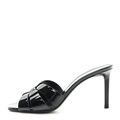 Saint Laurent Patent Calfskin Tribute 85 Slide Sandals 40.5 Black 1 of 10