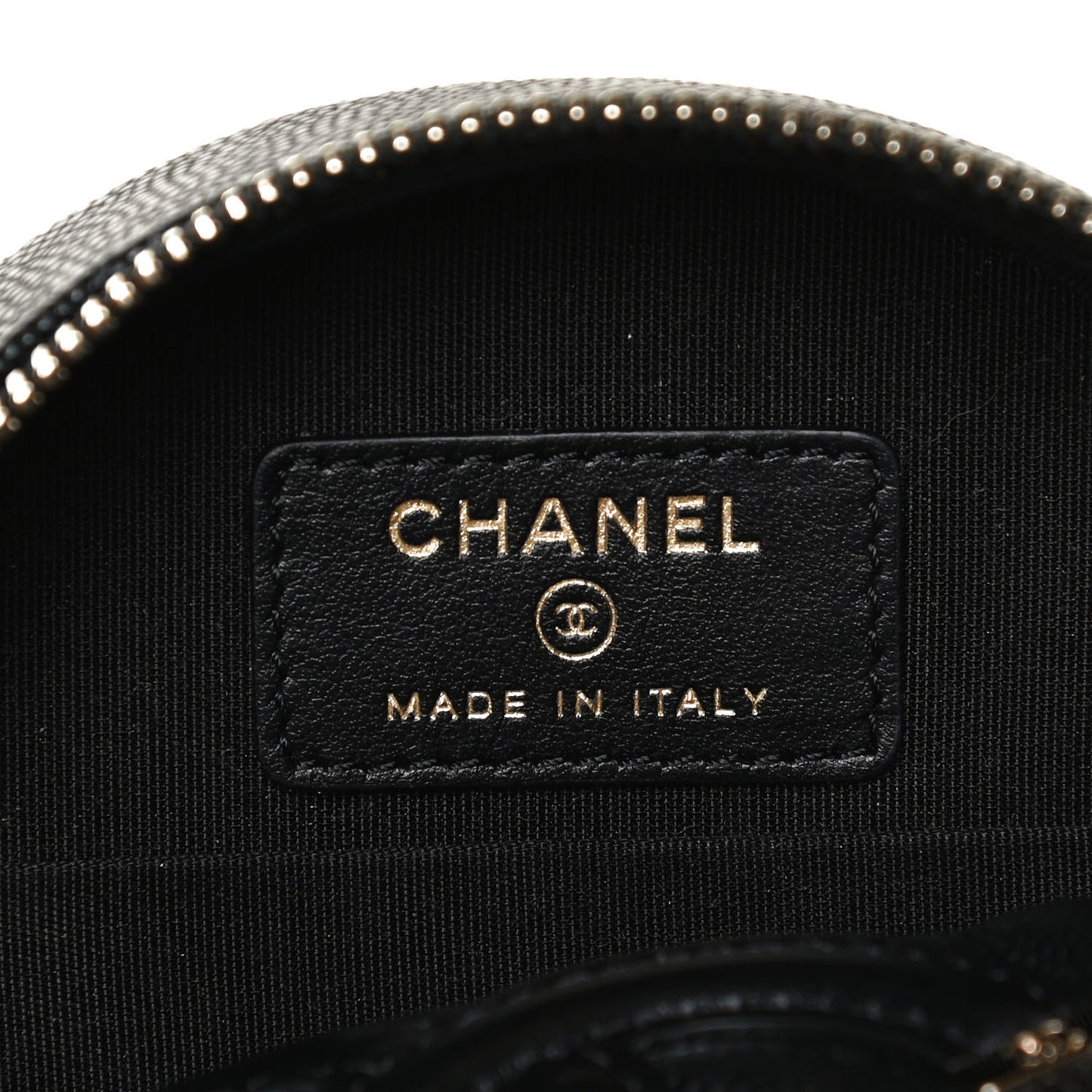Caviar Quilted Round Filigree Crossbody Black