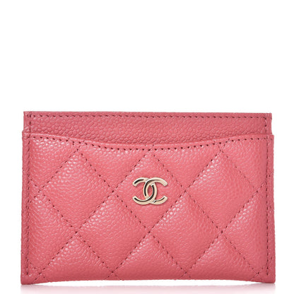 Chanel Caviar Quilted Card Holder Pink 1 of 9