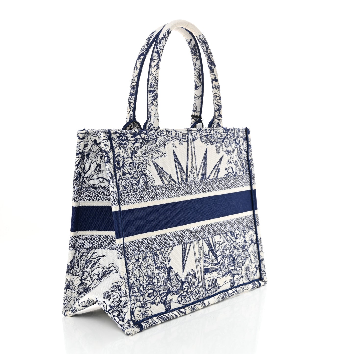 Canvas Embroidered Medium Reve d'Infini Book Tote Blue
