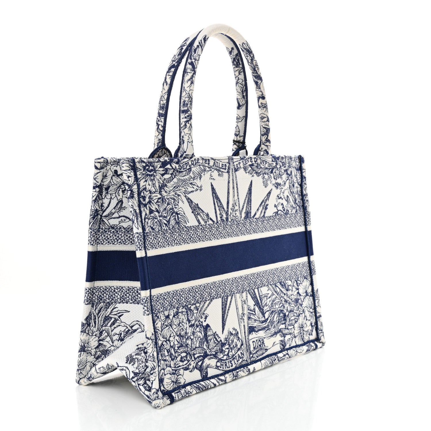 Christian Dior Canvas Embroidered Medium Reve d'Infini Book Tote Blue 3 of 12