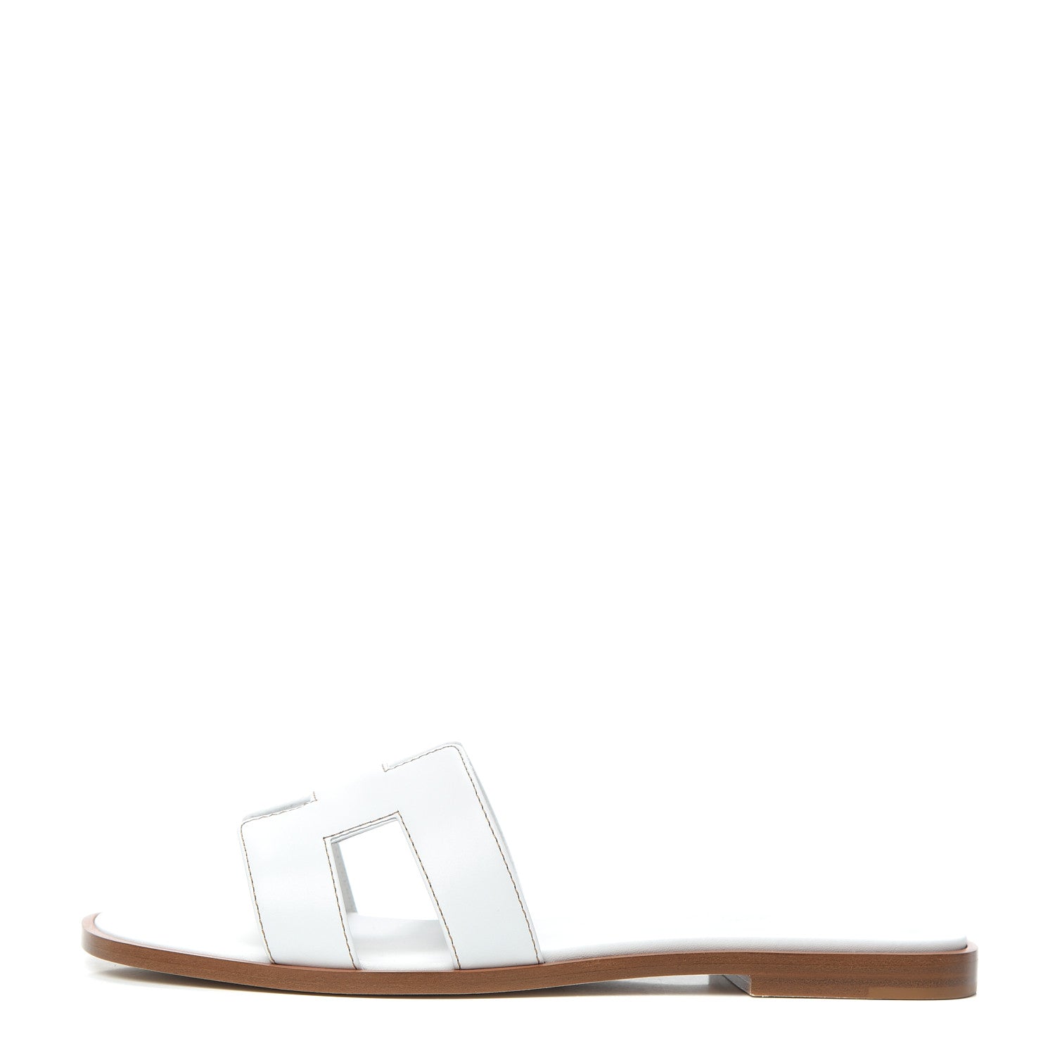 Hermes Box Calfskin Oran Sandals 37.5 White 1 of 7