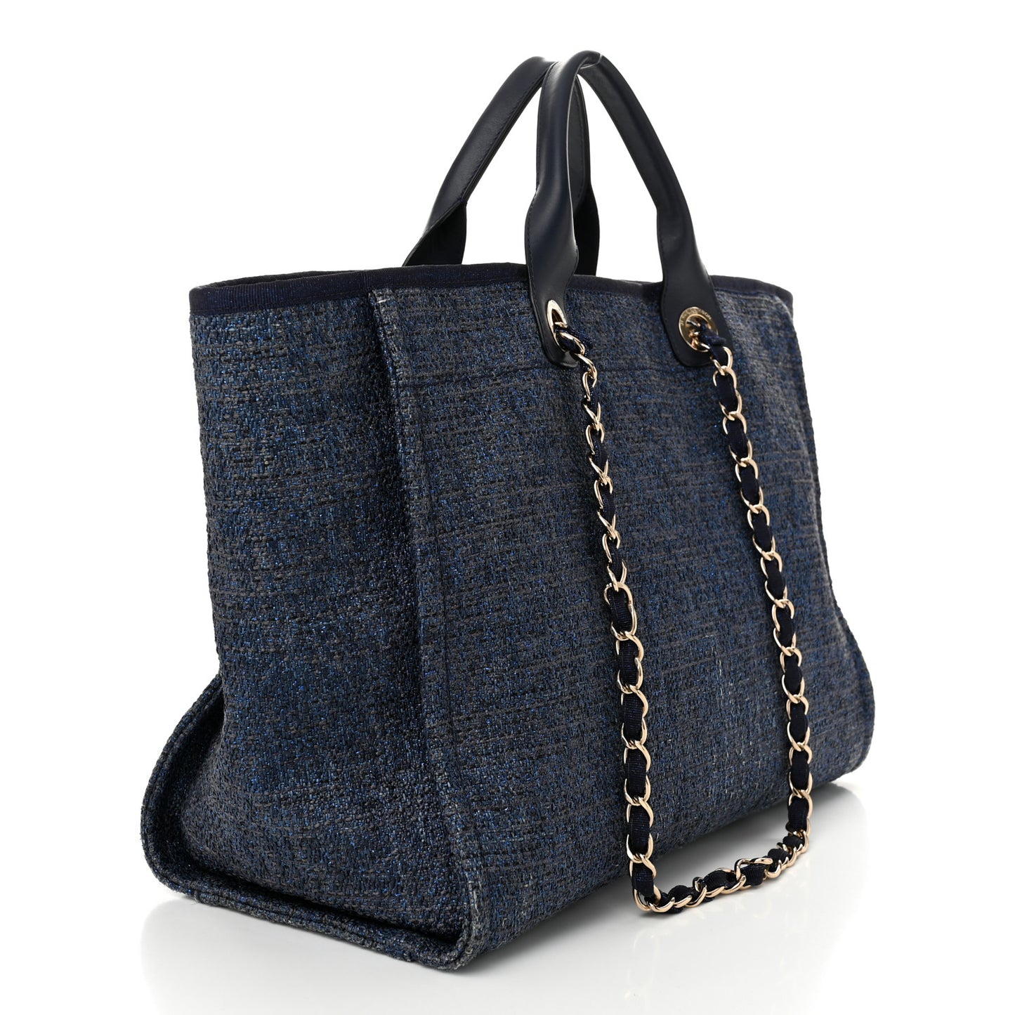 Lurex Canvas Medium Deauville Tote Navy Blue