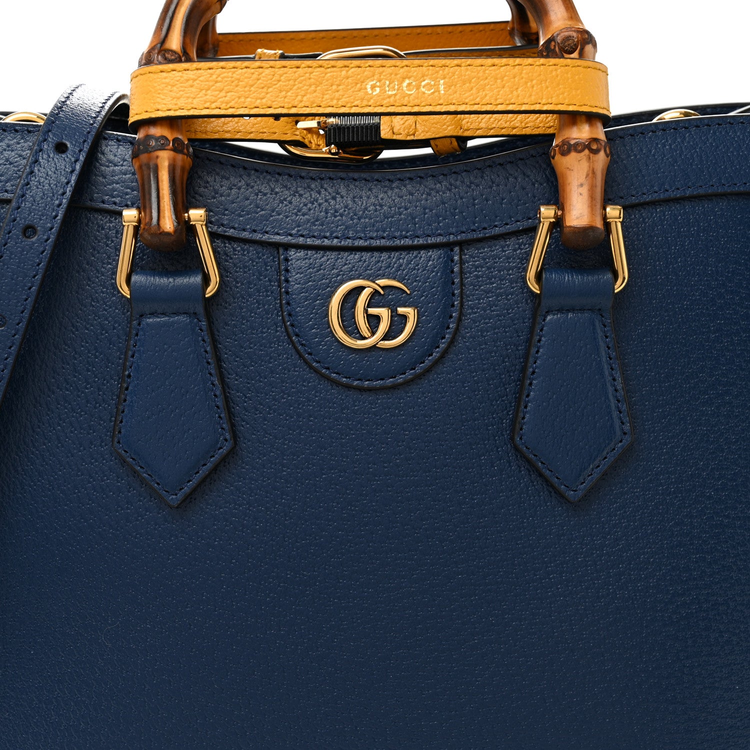 Gucci Textured Dollar Calfskin Web Small Diana Tote Bag Royal Crop 7 of 10