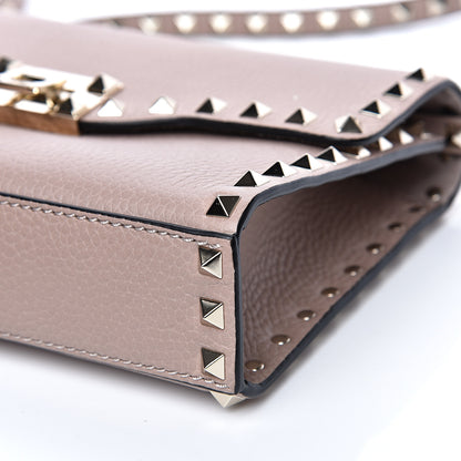 Valentino Garavani Pebbled Calfskin Medium Rockstud Flip Lock Crossbody Bag Poudre 7 of 8