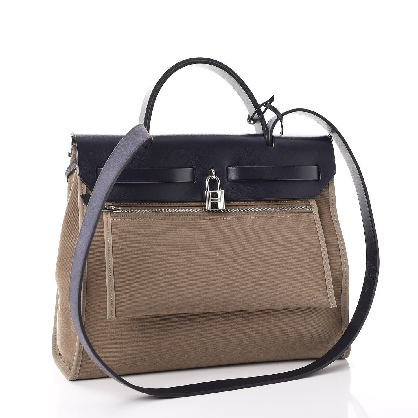 Vache Hunter Toile Herbag Zip 31 PM Etoupe Bleu Indigo